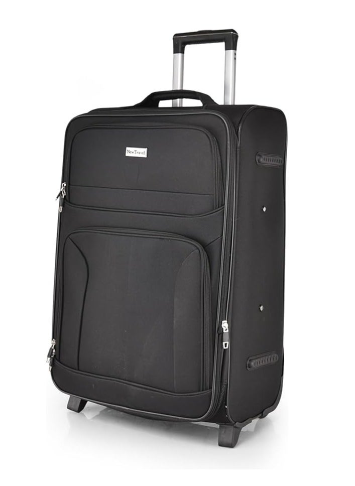 NEW TRAVEL - 4-Piece Soft Case Luggage Trolley Set Black - Image 1