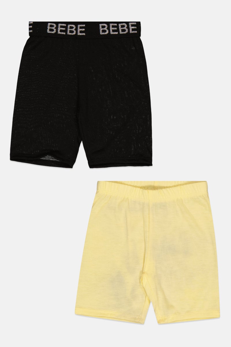 bebe Toddlers Girl 2 Pieces Brand Logo Shorts, Multicolor - Image 2