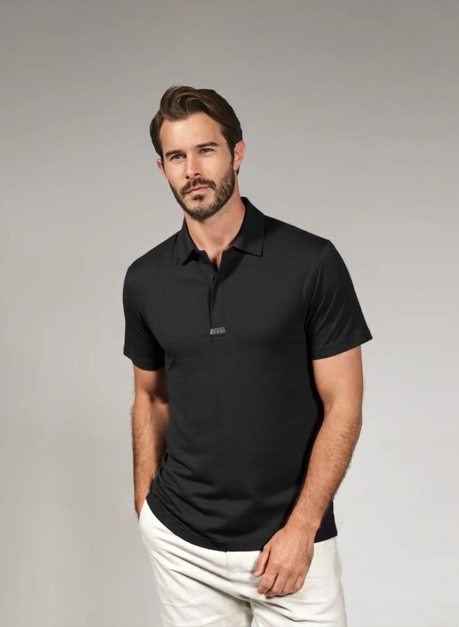 Men's polo shirt V-neck polo short-sleeved T-shirt Short-sleeved sports golf tennis T-shirt Casual V-neck summer shirt Classic polo shirt  - Image 2