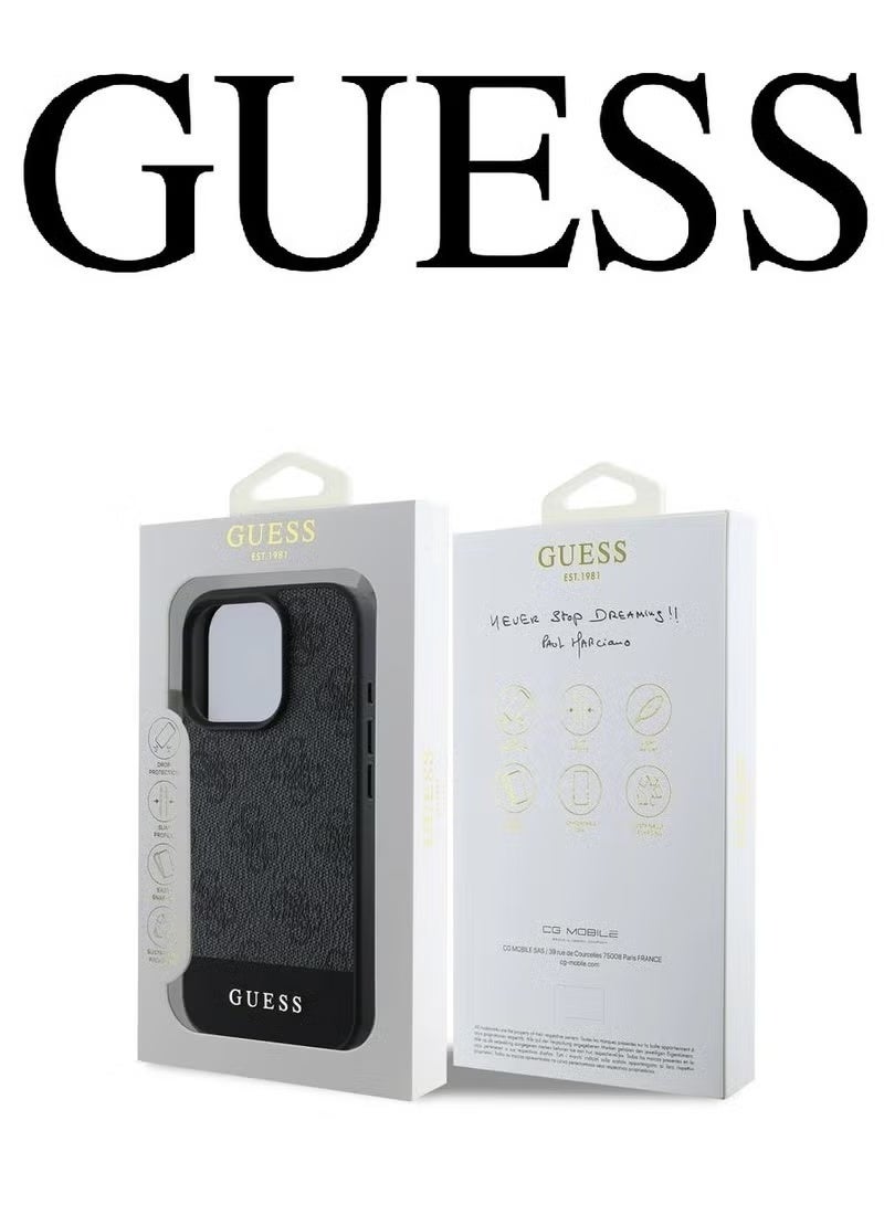 GUESS IPhone 16 Pro cover, with a logo and a leather design approved by the global brand Guess.  In Black - Image 4