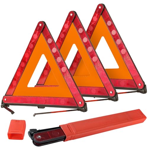 DASBET Emergency Warning Triangles | Roadside Safety Triangle, 3 Pack Foldable Warning Reflective Triangle with Case for Vehicles Breakdown - Image 1