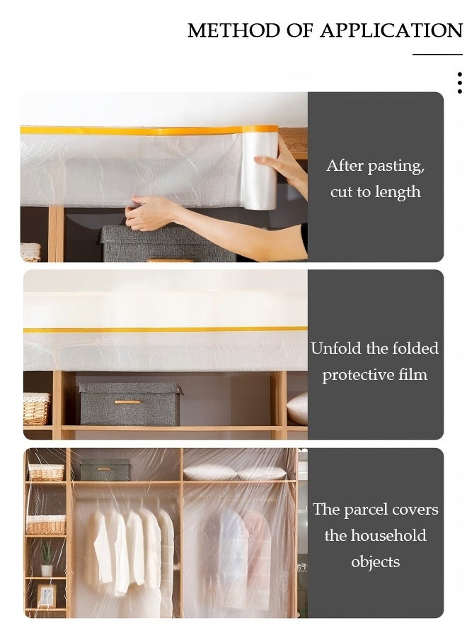 Plastic Drop Cloths, Waterproof Anti-Dust Furniture Cover With Adhesive Strip, Thicken Painters Drop Cloth, Disposable Plastic Cover for Painting Protection, Large Anti Dust Clear Cover for Sofa Furniture Floor Wall Protection - Image 5