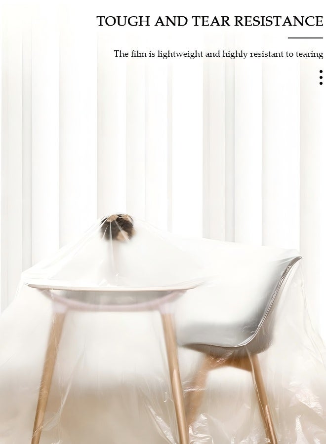 Plastic Drop Cloths, Waterproof Anti-Dust Furniture Cover With Adhesive Strip, Thicken Painters Drop Cloth, Disposable Plastic Cover for Painting Protection, Large Anti Dust Clear Cover for Sofa Furniture Floor Wall Protection - Image 4