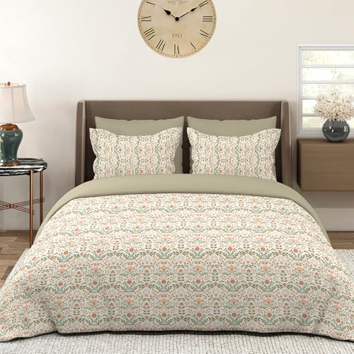 Layers Home Easy 100% Cotton Bedsheet Set for All Seasons - Lightweight, Moisture Absorbent, Machine Washable & Easy to Care - Gift for Housewarming & More - 144 TC - Queen Size (Beige) - Image 3