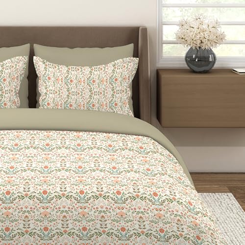 Layers Home Easy 100% Cotton Bedsheet Set for All Seasons - Lightweight, Moisture Absorbent, Machine Washable & Easy to Care - Gift for Housewarming & More - 144 TC - Queen Size (Beige) - Image 1