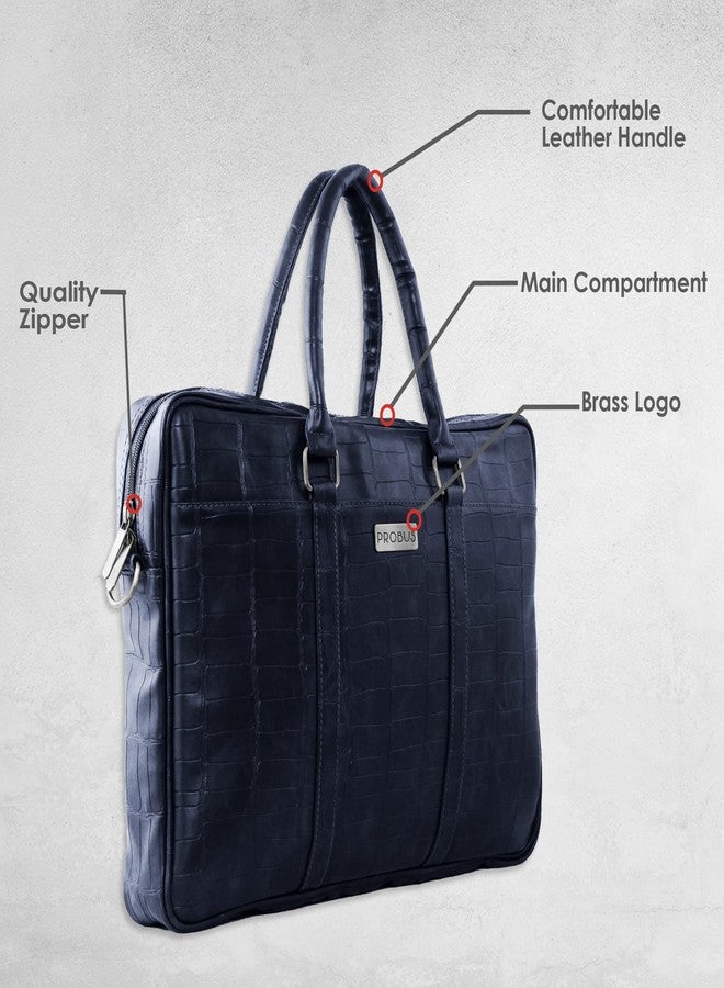 Probus Opulent Vegan Crocodile Leather Bag : Ethical Elegance Redefined for MacBook, Laptop, Notebook Messenger Bag Sleeve Case Cover Organizer Handbag - Blue - Image 4