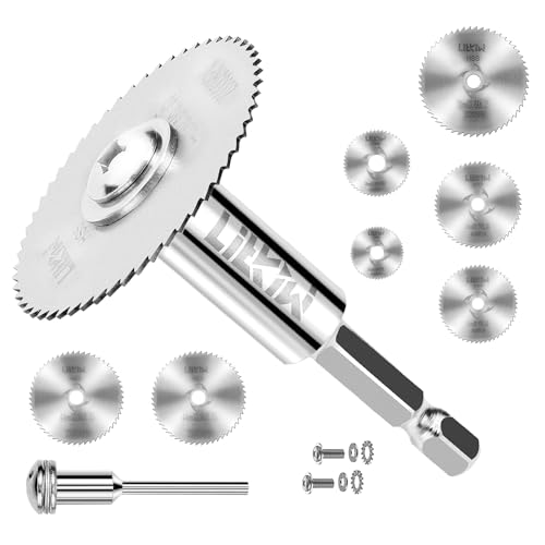 LitKiwi 7PCS Rotary Drill Saw Blades,with 1PCS 1/4" Hex Shank & 1PCS 1/8" Round Shank,HSS Saw Disc Wheel Cutting Blades for Drills Rotary Tools - Image 1