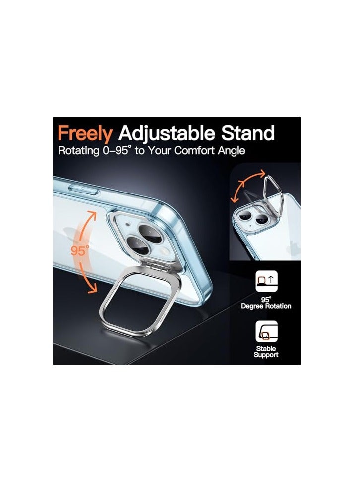 JETech Kickstand Case for iPhone 15 Plus 6.7-Inch, Built-in Camera Ring Stand, Non-Yellowing Shockproof Phone Bumper Cover, Anti-Scratch Clear Back (Blue) - Image 2