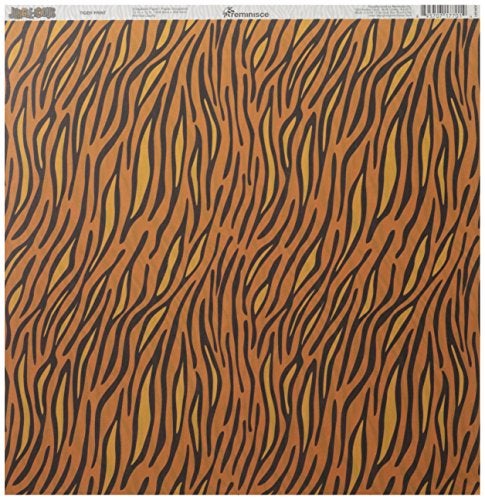 Reminisce Jungle-icious 12 by 12-Inch Double Sided Scrapbook Paper, Tiger Print - Image 1