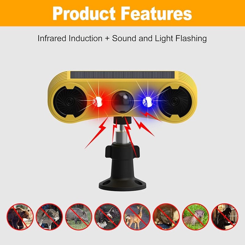 Solar Infrared Sound Light Alarm IP65 13 Modes 5V 130MA Solar Panel Farm Orchard Ranch Yard Security - Image 4