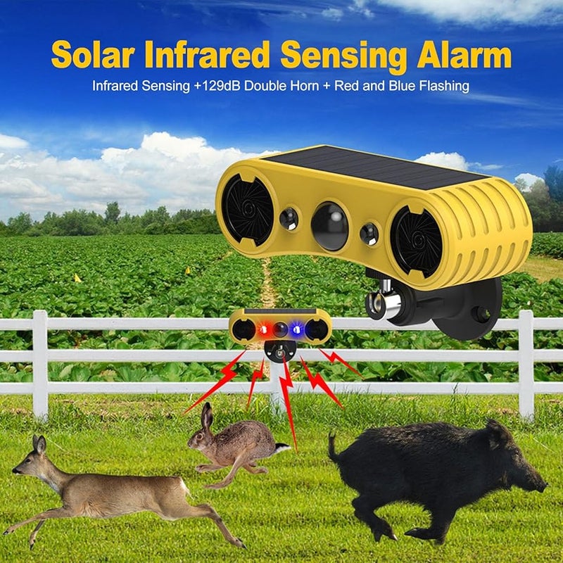 Solar Infrared Sound Light Alarm IP65 13 Modes 5V 130MA Solar Panel Farm Orchard Ranch Yard Security - Image 3