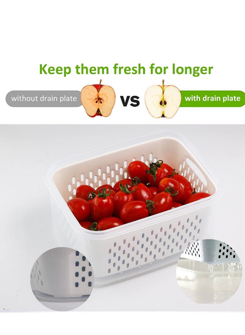 SYOSI 5 PCS Large Fruit Containers for Fridge - Leakproof Food Storage Containers with Removable Colander - Dishwasher & microwave safe Produce Containers Keep Fruits, Vegetables, Berry, Meat Fresh longer - Image 3