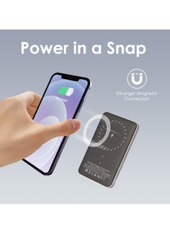 luminum Ultra-Slim Magnetic Wireless Portable Power Bank with LCD Display 5000mAH,PD Fast Charging USB-C Battery Pack Compatible with Magsafe  - Image 3