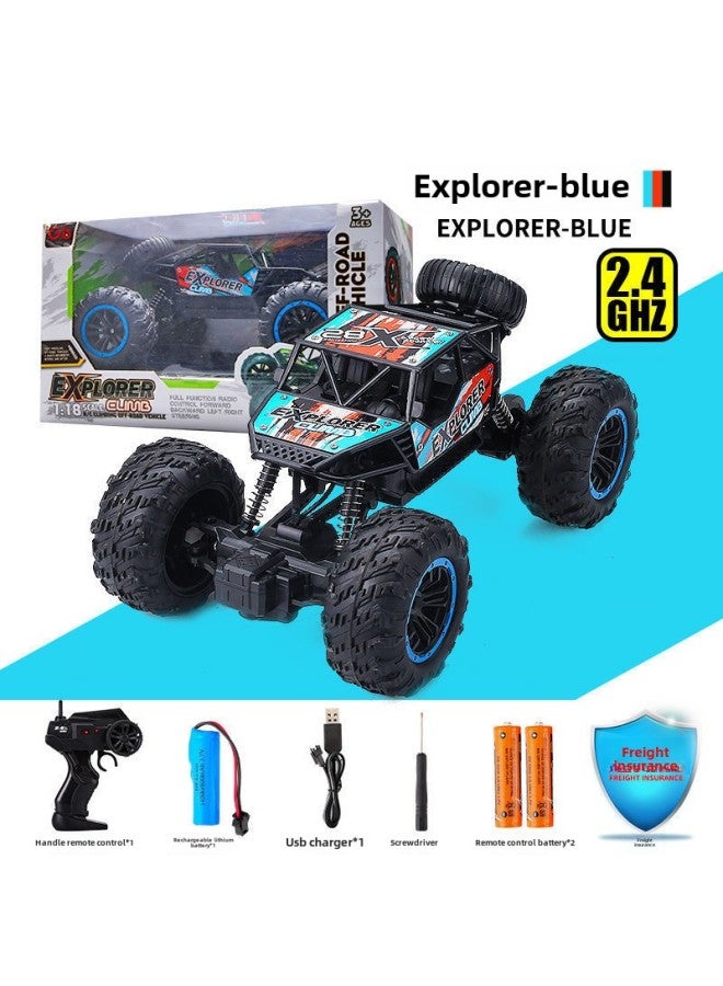 Loquat Toy/remote Control Car - Radio Controlled Vehicle Led Lights High-speed Driving Stunt Action Off-road Capability-Color:2.4g Upgraded Explorer Cross-country 【gift Box Blue】】 - Image 1