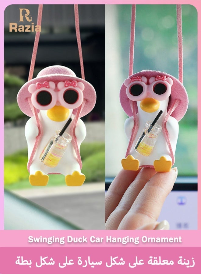 Razia Cute Swing Duck Car Hanging Ornament, Car Rearview Mirror Pendant, Car Interior Decor Accessories, Funny Swing Duck Auto Hanging Charm Gift for Car Decoration - Image 1