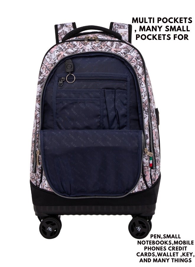 Wires 3 Piece Kids School Trolley Bag laptop compartment 4 Wheels With Lunch bag & Pencil Case  - Image 3