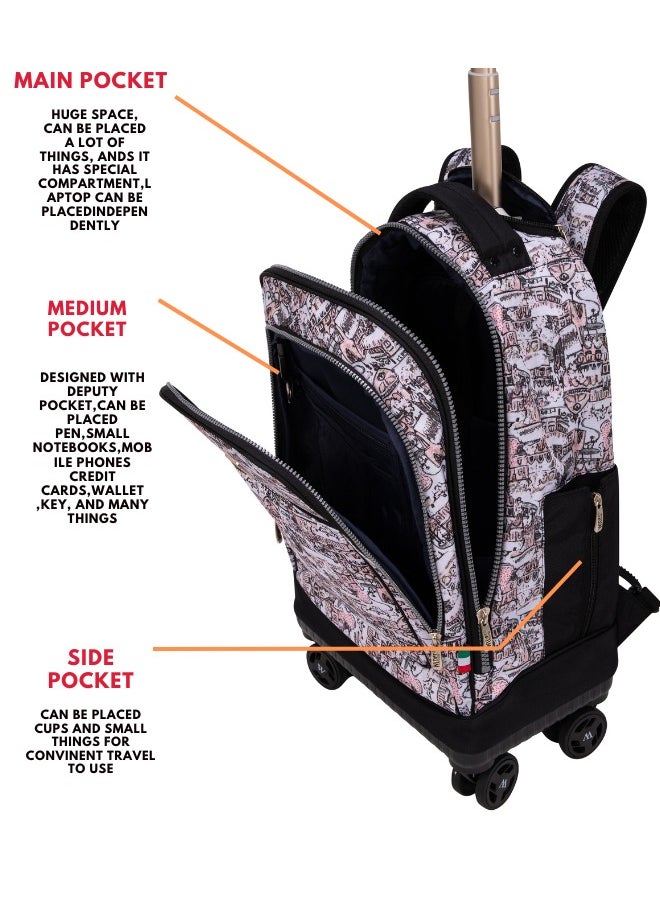 Wires 3 Piece Kids School Trolley Bag laptop compartment 4 Wheels With Lunch bag & Pencil Case  - Image 4