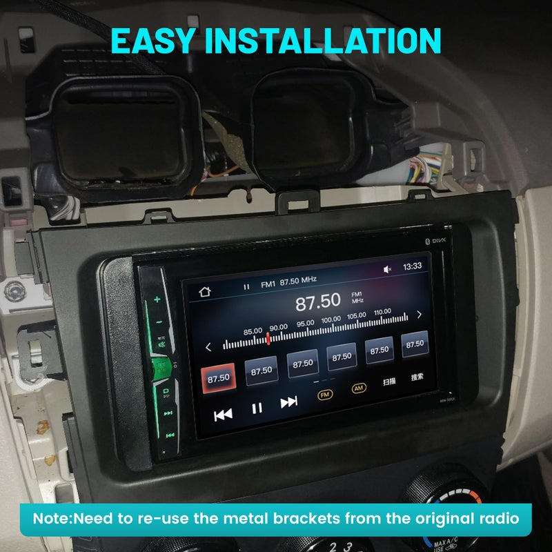 NuIth Grey Double DIN Radio Dash Kits for Toyota Corolla 2009-2013, Double Din Radio Mount Housing Bracket Installation Trim Bezel Kit Installation Aftermarket Stereo (Dash Kit) - Image 3