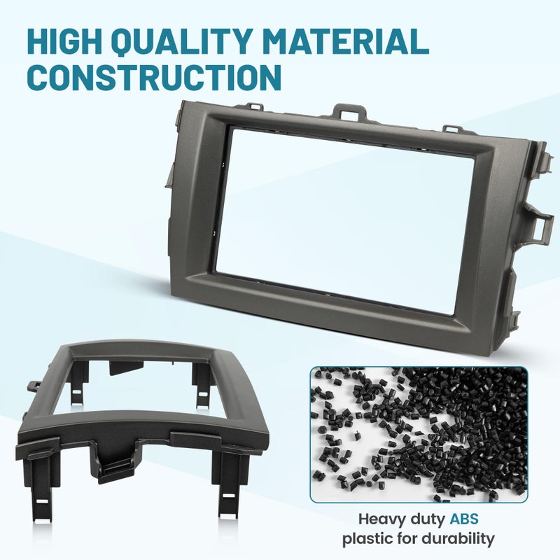 NuIth Grey Double DIN Radio Dash Kits for Toyota Corolla 2009-2013, Double Din Radio Mount Housing Bracket Installation Trim Bezel Kit Installation Aftermarket Stereo (Dash Kit) - Image 5