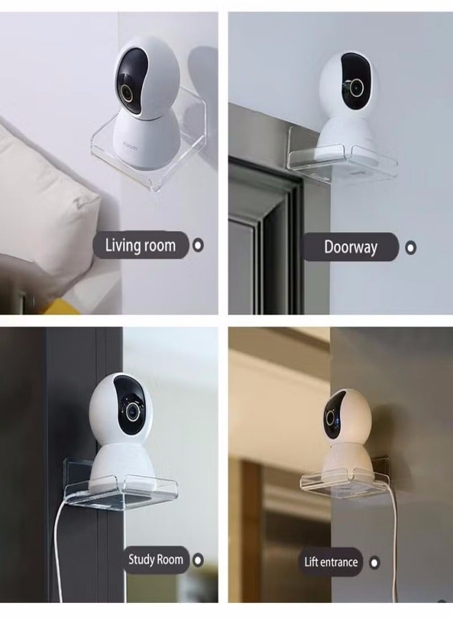 VarietyVoyageD 2 Pcs Acrylic Floating Small Wall Shelves Self Adhesive Wall Mounted Hanging Shelves Easy To Install No Drill For Security Cameras Baby Monitors Smart Speaker,install Indoor and outdoor, Suitable for storing toiletries, cosmetics, toys  - Image 2