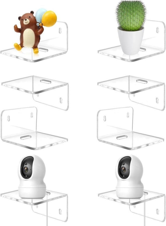 VarietyVoyageD 2 Pcs Acrylic Floating Small Wall Shelves Self Adhesive Wall Mounted Hanging Shelves Easy To Install No Drill For Security Cameras Baby Monitors Smart Speaker,install Indoor and outdoor, Suitable for storing toiletries, cosmetics, toys  - Image 3