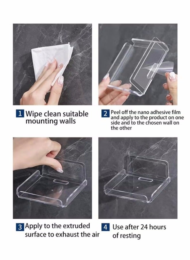 VarietyVoyageD 2 Pcs Acrylic Floating Small Wall Shelves Self Adhesive Wall Mounted Hanging Shelves Easy To Install No Drill For Security Cameras Baby Monitors Smart Speaker,install Indoor and outdoor, Suitable for storing toiletries, cosmetics, toys  - Image 4