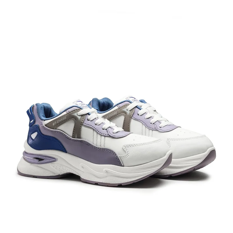 Asian Lightweight White and Lavender Sneakers for Women and Girls