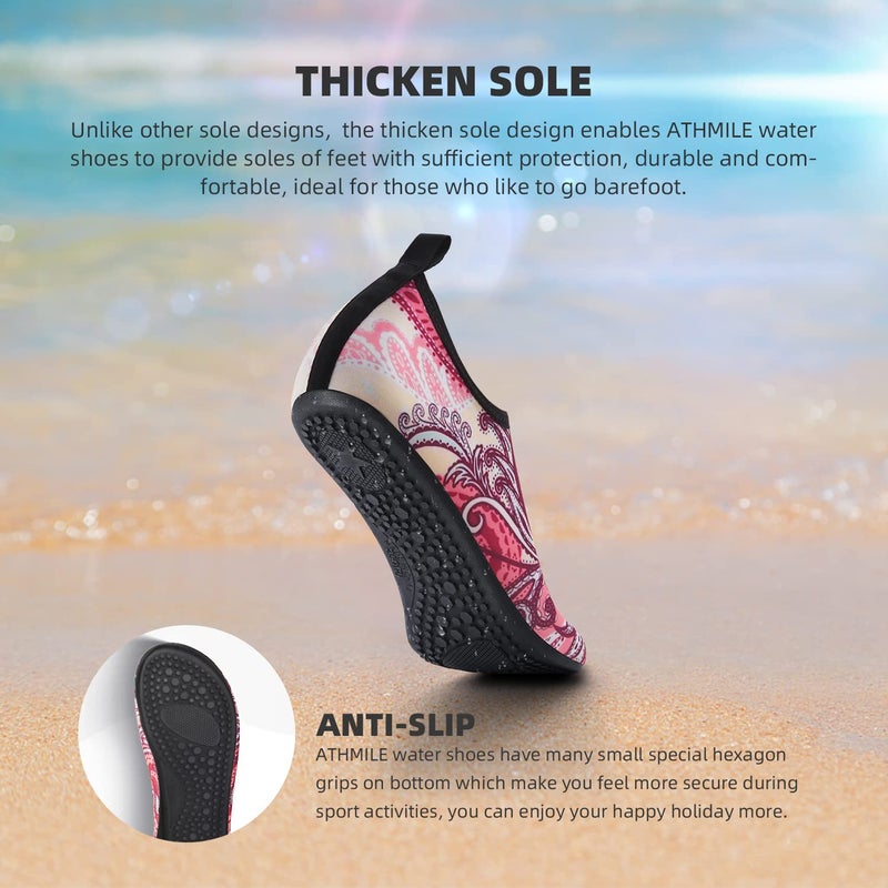 ATHMILE Water Shoes for Women Men Quick-Dry Aqua Socks Swim Beach Barefoot Yoga Exercise Wear Sport Accessories Pool Camping Must Haves Adult Youth Size - Image 3