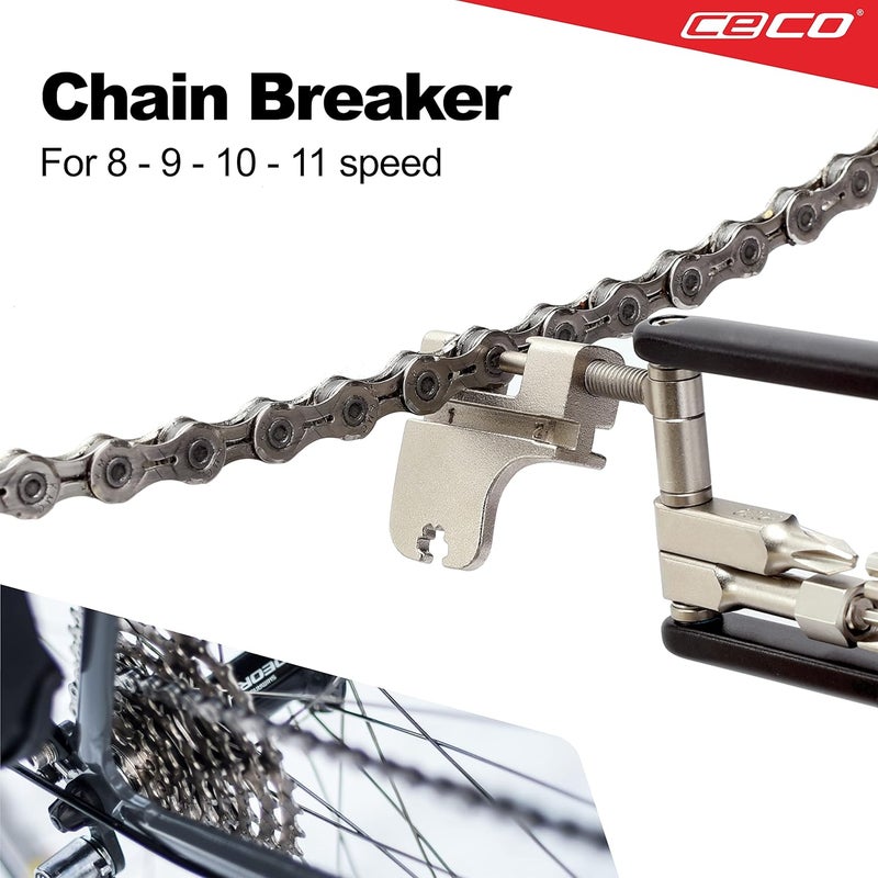 CECO -USA 17 Function Bike Tool with Chain Breaker – Bicycle Multi Tool – Ultra Slim, Compact Pocket Sized, Lightweight – High Strength CR-V 6150 Tool Steel – Easy To Carry - Image 5