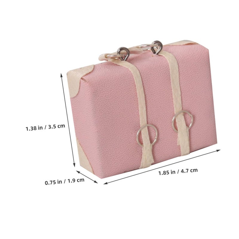 Miniature Doll Suitcase Pink Vintage Luggage For Dollhouse Decor Pretend Play Accessory - Image 3