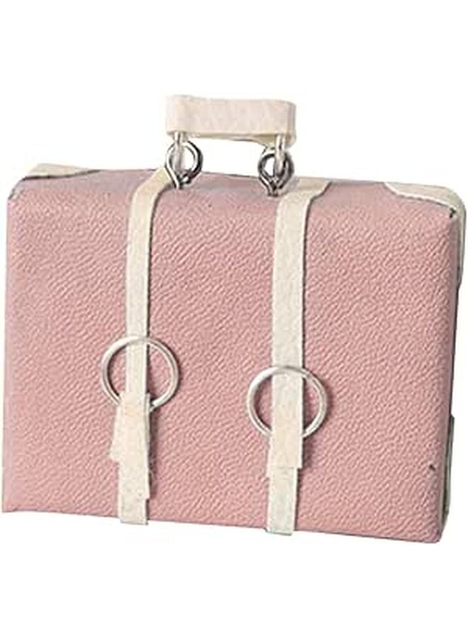Miniature Doll Suitcase Pink Vintage Luggage For Dollhouse Decor Pretend Play Accessory - Image 1