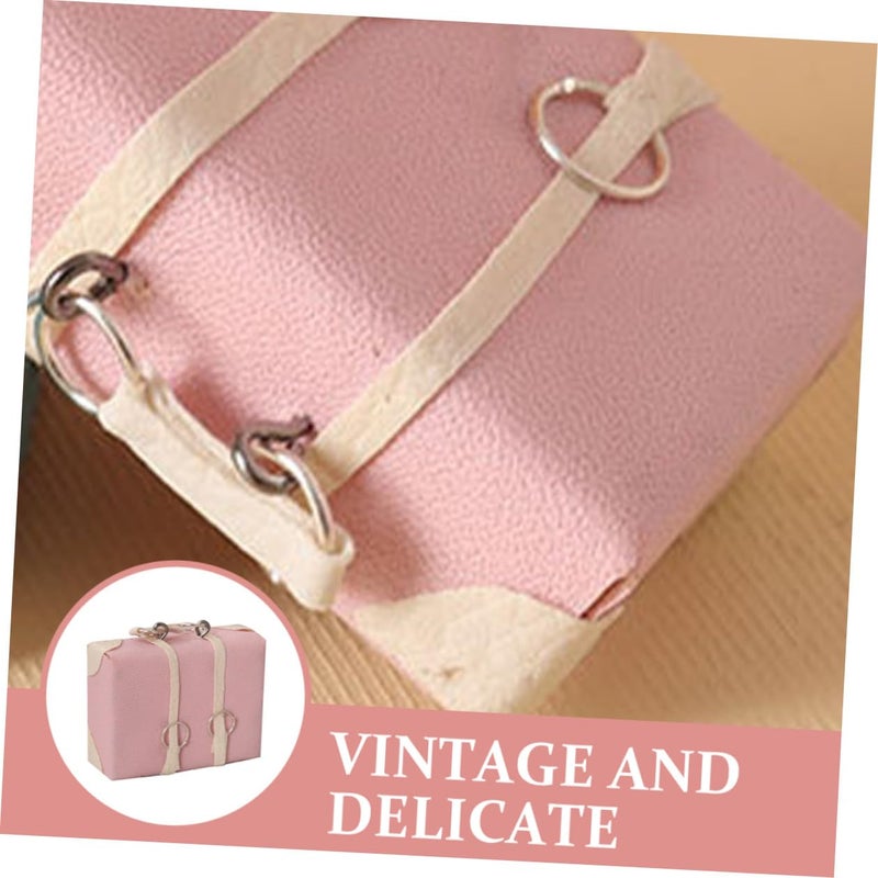 Miniature Doll Suitcase Pink Vintage Luggage For Dollhouse Decor Pretend Play Accessory - Image 4