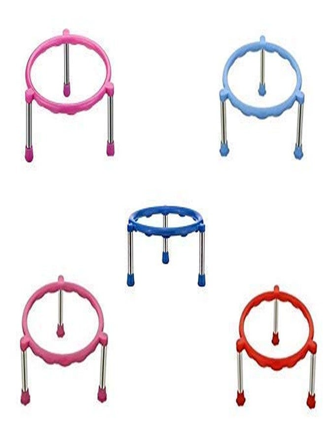 AG E-Com Glister Single Ring Matka/Pot Stands with Stainless Steel Legs (Pack Of 4)