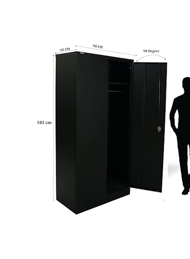 RIGID خزانة ملابس فولاذية مع رفوف لتعليق الملابس باللون الأسود 183x90x45 سم - Image 2