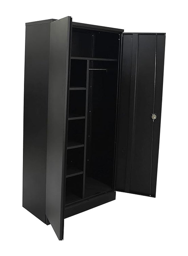 RIGID خزانة ملابس فولاذية مع رفوف لتعليق الملابس باللون الأسود 183x90x45 سم - Image 5