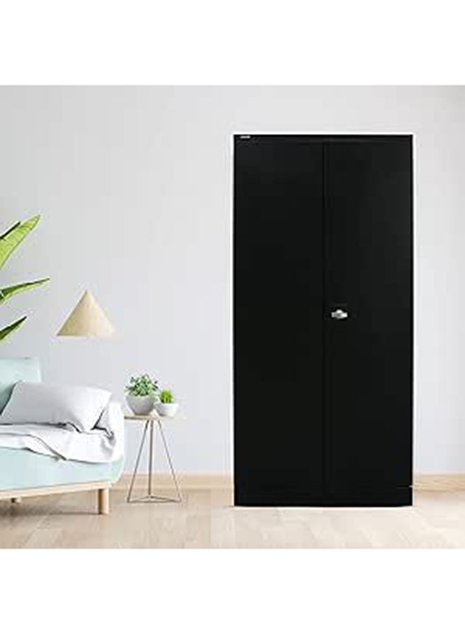 RIGID خزانة ملابس فولاذية مع رفوف لتعليق الملابس باللون الأسود 183x90x45 سم - Image 1