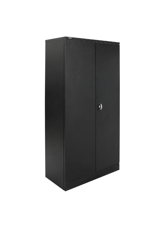 RIGID Steel Home Cupboard with Hanging Rod & Adjustable Shelves | Storage Wardrobe with Flush Key Lock | Durable Metal Almirah for Bedroom, Office & Home Use, (Black, 45D x 90W x 183H) - Assembled - Image 2