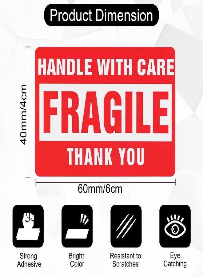 GLUN® Fragile Stickers Roll 60x40 mm, Paper Care Warning Stickers 300 Labels, Strong Adhesive Red Fragile Labels with for Shipping Packing of Goods and Moving - Image 2