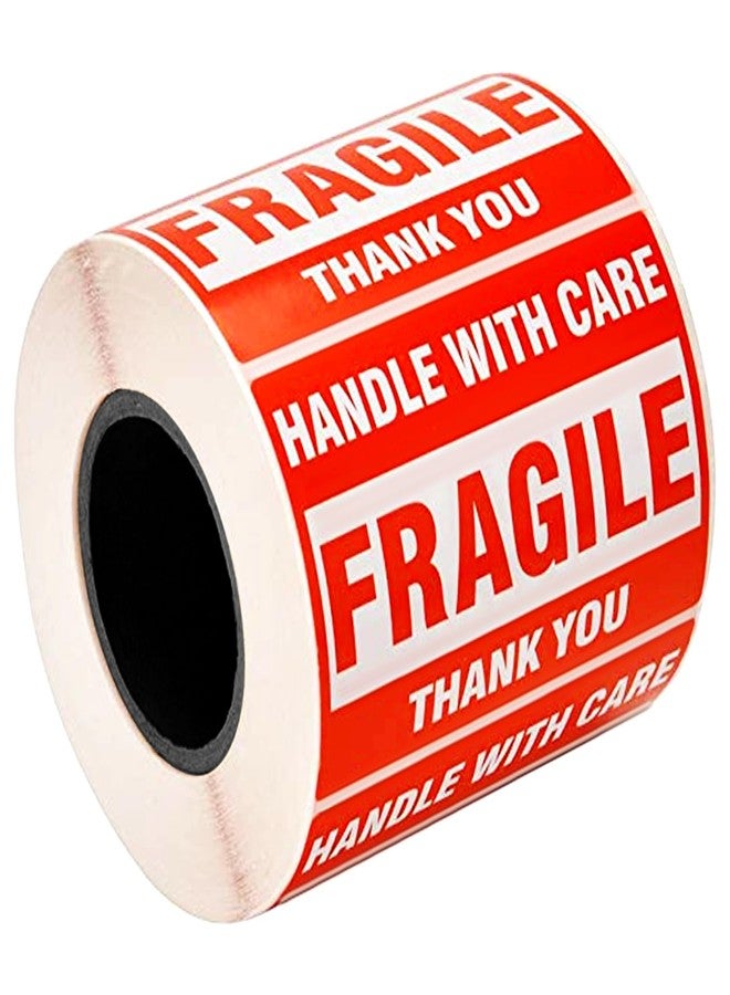 GLUN® Fragile Stickers Roll 60x40 mm, Paper Care Warning Stickers 300 Labels, Strong Adhesive Red Fragile Labels with for Shipping Packing of Goods and Moving - Image 1