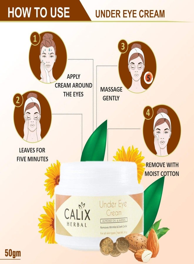 كلاليكس هيربال كريم كاليكس العشبي العضوي النقي والأيورفيدي لمنطقة تحت العين لتقليل الهالات السوداء والانتفاخ والتجاعيد والأكياس مع زيت اللوز وجوزة الطيب - مناسب لجميع أنواع البشرة (50 غرام) - Image 5
