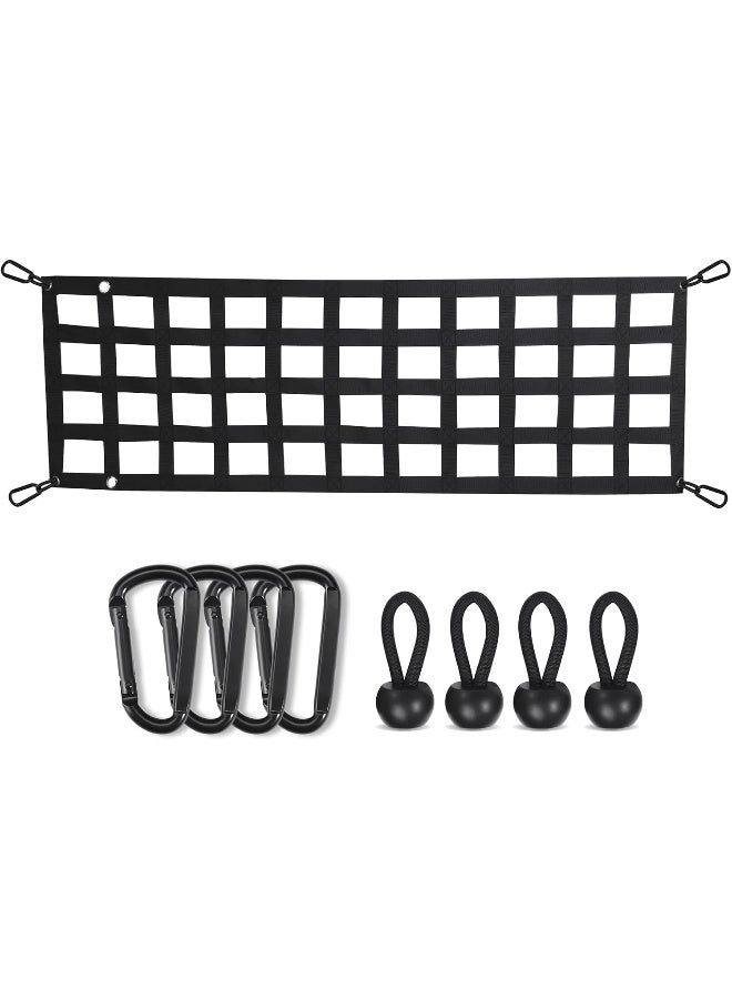 LuckyStraps Easy-to-use Truck Tailgate Net with Excellent UV Protection, 50'' x 15'' Heavy Duty Pickup Tailgate Cargo Netting - Image 1