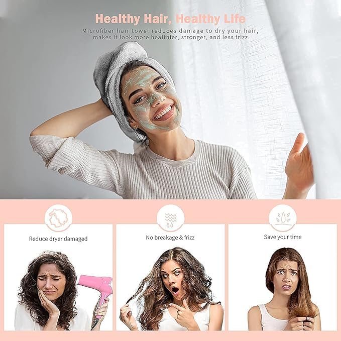 SF SHAKUMBHARI FAB SF SHAKUMBHARI FAB Banana Yarn Hair Towel Hair Wrap for Women Towel for Long Short Hair AntiFrizz Shower Hair Towels with Button QuickDrying Hair Cap - Image 4