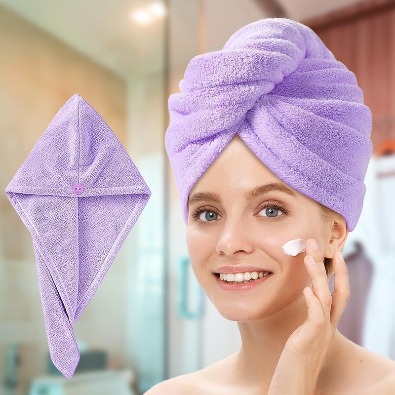 SF SHAKUMBHARI FAB SF SHAKUMBHARI FAB Banana Yarn Hair Towel Hair Wrap for Women Towel for Long Short Hair AntiFrizz Shower Hair Towels with Button QuickDrying Hair Cap - Image 1