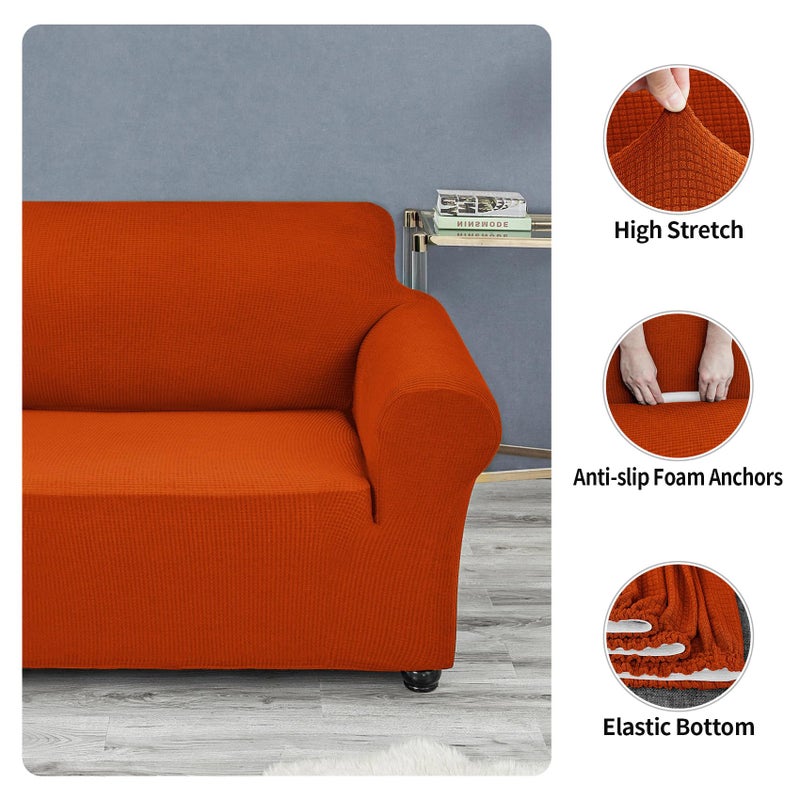 Joccun Stretch Loveseat Couch Cover, 1-Piece Sofa Cover for 2 Cushion Couch Spandex Jacquard Washable Furniture Protector Cover for Living Room,Kids,Petsï¼ˆLoveseat,Pureed Pumpkinï¼‰ - Image 5