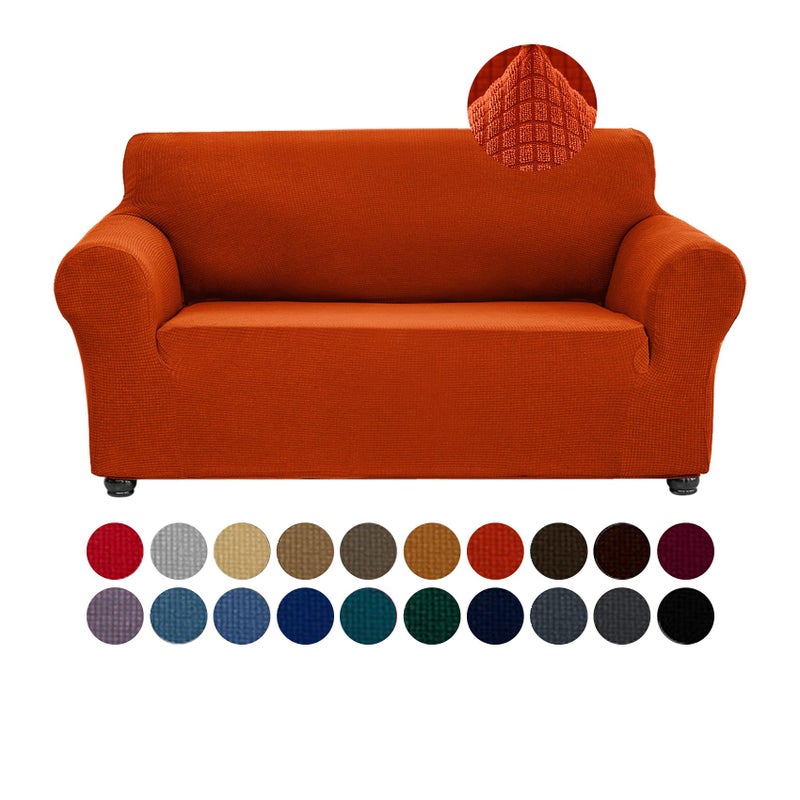 Joccun Stretch Loveseat Couch Cover, 1-Piece Sofa Cover for 2 Cushion Couch Spandex Jacquard Washable Furniture Protector Cover for Living Room,Kids,Petsï¼ˆLoveseat,Pureed Pumpkinï¼‰ - Image 1