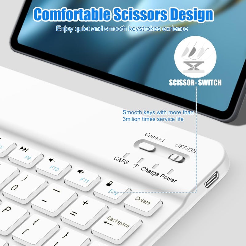 NOOX Bluetooth Keyboard for iPad 10th Generation, iPad Pro 13/12/11/10/9/8/7 inch, iPad Air 13/11th Gen, iPad mini, Samsung Xiaomi Tablets - Slim Wireless Portable Travel Office Computer Accessories - Image 5