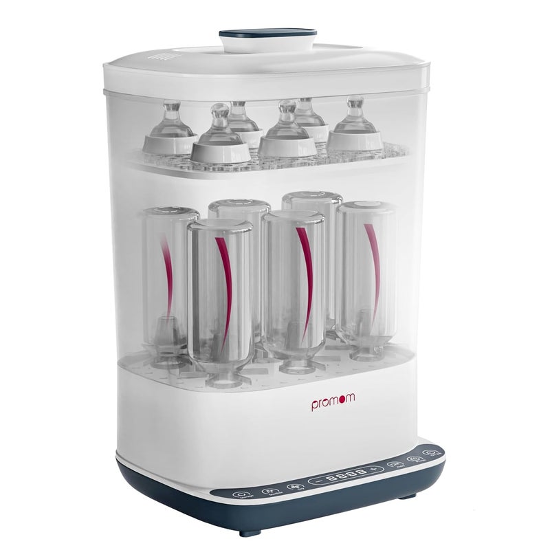 PROMOM 6-in-1 Baby Bottle Sterilizer & Dryer with Air Filter & LED Controls | Kills 99.9%* Germs in 10 min Cycle | Quick Drying & Storage | Stays Sterile Upto 72hrs*,multicolor, Pack of 1 - Image 1