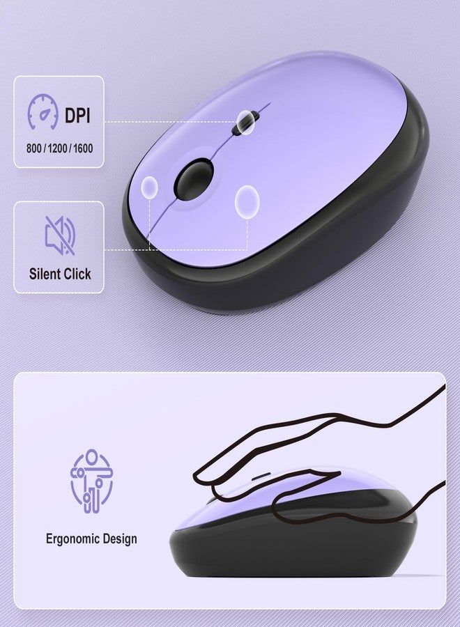 KNOWSQT Wireless Keyboard Mouse Combo - Lovely Blackpurple-Gradient Rainbow Full-Sized Typewriter Colorful Keyboards, Round Keycap Plug Play Retro Cute Keyboards for Windows, Laptop, PC, Desktop, Computer - Image 2