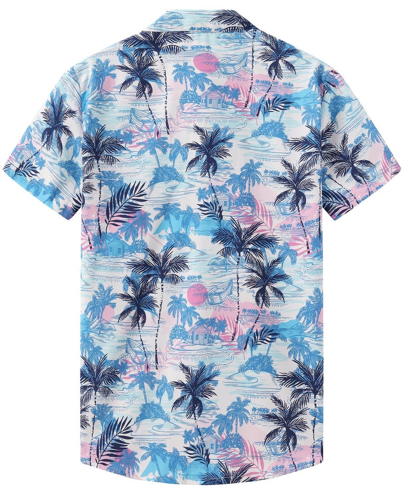KYKU Shirt Men Hawaiian Button: Short Sleeve Beach Clothes Tree Multicolor L - Image 3