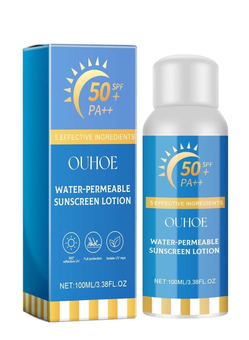 OUHOE Moisturizing Sunscreen Mist, Ultra-Light Sunscreen Spray Lotion SPF50, Daily Face Sunscreen Spray, Face and Body Protection, Non-Greasy &Water Resistant Sunscreen 100ml - Image 1